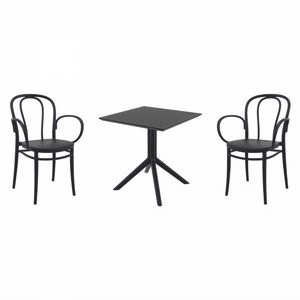 Victor XL Dining Set with Sky 27" Square Table Black S253108