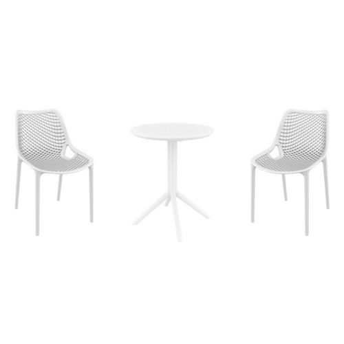 Air Bistro Set with Sky 24" Round Folding Table White S014121-WHI