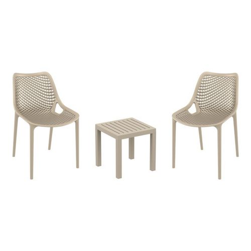 Air Conversation Set with Ocean Side Table Taupe S014066-DVR