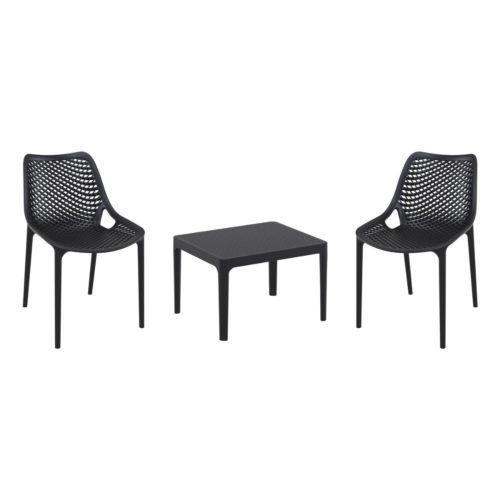 Air Conversation Set with Sky 24" Side Table Black S014109-BLA