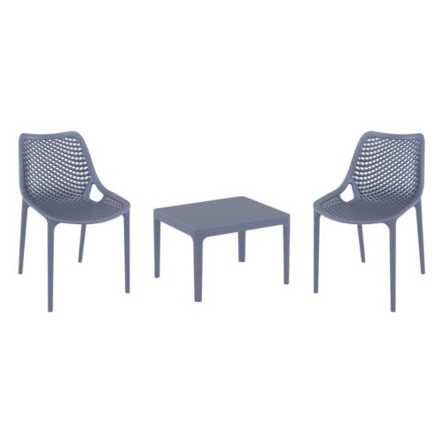 Air Conversation Set with Sky 24" Side Table Dark Gray S014109-DGR