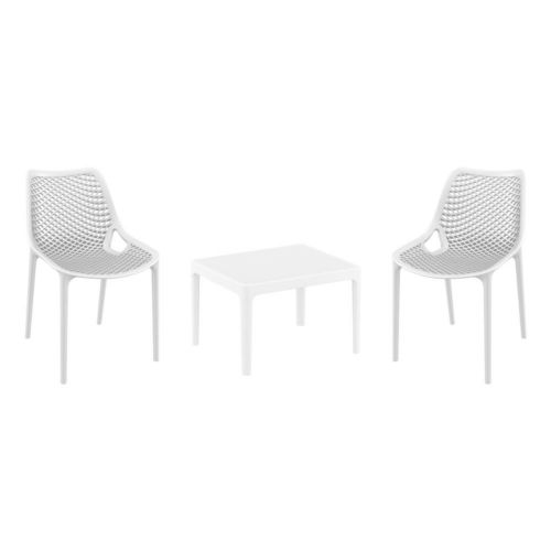 Air Conversation Set with Sky 24" Side Table White S014109-WHI