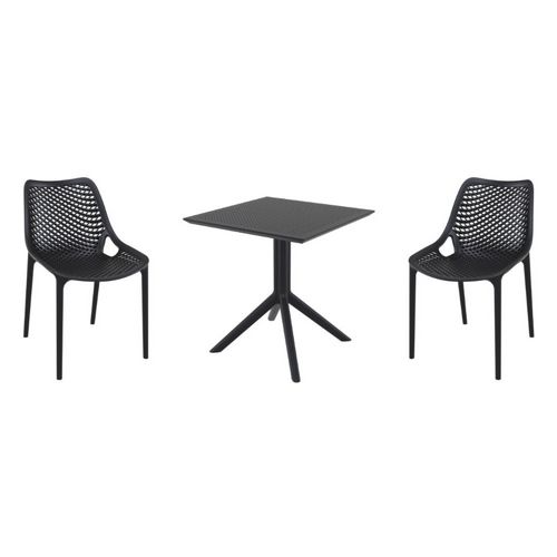 Air Dining Set with Sky 27" Square Table Black S014108-BLA