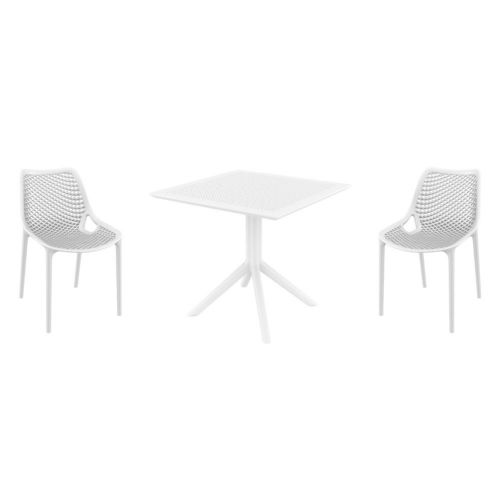 Air Dining Set with Sky 31" Square Table White ISP1060S-WHI