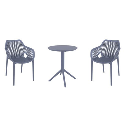 Air XL Bistro Set with Sky 24" Round Folding Table Dark Gray S007121-DGR