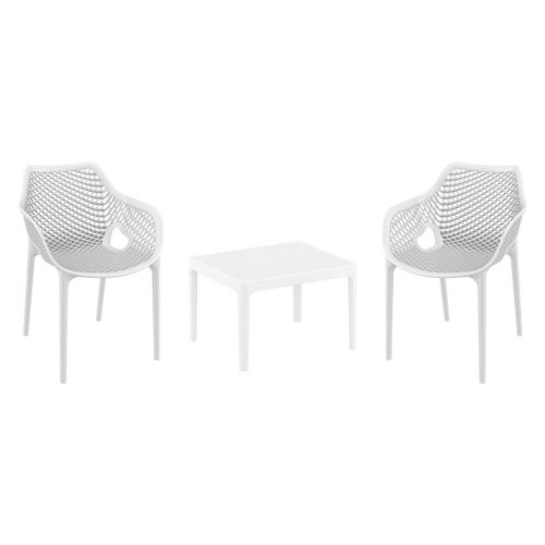 Air XL Conversation Set with Sky 24" Side Table White S007109-WHI
