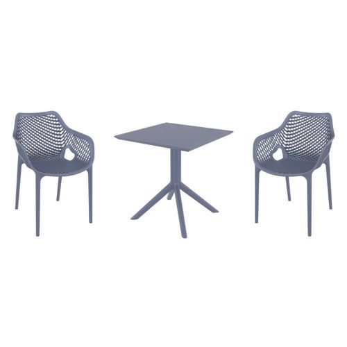 Air XL Dining Set with Sky 27" Square Table Dark Gray S007108-DGR