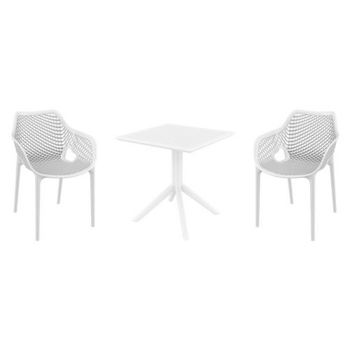 Air XL Dining Set with Sky 27" Square Table White S007108-WHI
