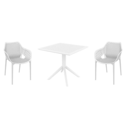 Air XL Dining Set with Sky 31" Square Table White ISP1062S-WHI