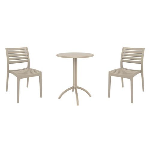 Ares Bistro Set with Octopus 24" Round Table Taupe S009160-DVR
