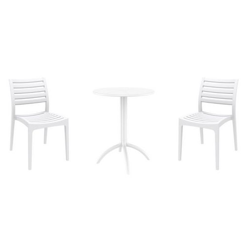 Ares Bistro Set with Octopus 24" Round Table White S009160-WHI
