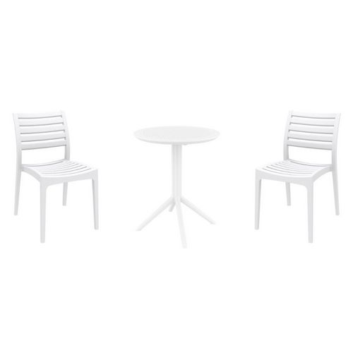 Ares Bistro Set with Sky 24" Round Folding Table White S009121-WHI