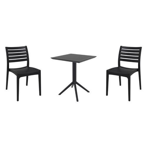 Ares Bistro Set with Sky 24" Square Folding Table Black S009114-BLA