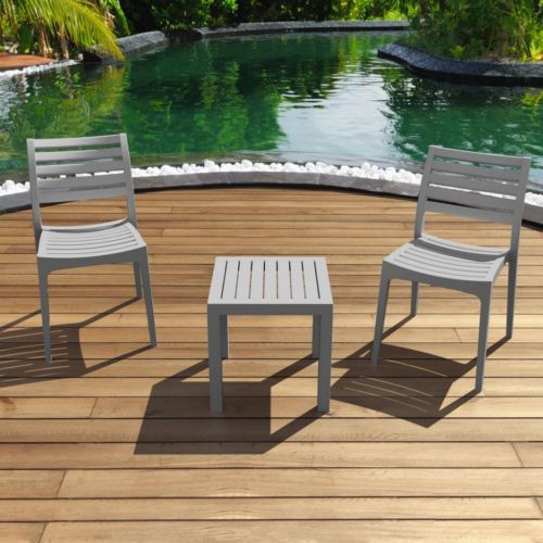 Ares Conversation Set with Ocean Side Table Silver Gray S009066-SIL