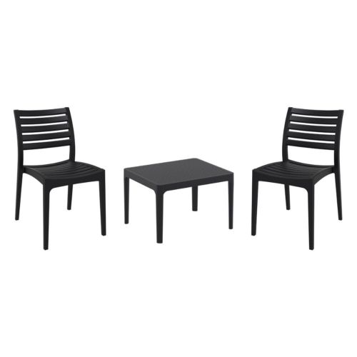 Ares Conversation Set with Sky 24" Side Table Black S009109-BLA