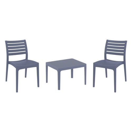 Ares Conversation Set with Sky 24" Side Table Dark Gray S009109-DGR