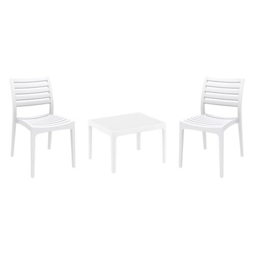 Ares Conversation Set with Sky 24" Side Table White S009109-WHI