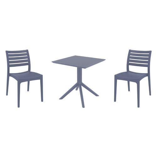 Ares Dining Set with Sky 27" Square Table Dark Gray S009108-DGR