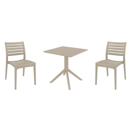 Ares Dining Set with Sky 27" Square Table Taupe S009108-DVR