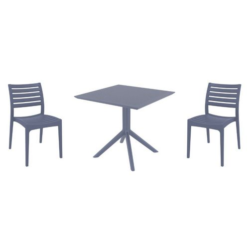 Ares Dining Set with Sky 31" Square Table Dark Gray S009106-DGR