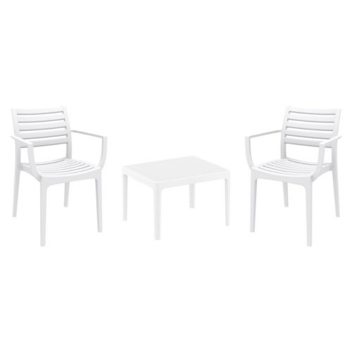 Artemis Conversation Set with Sky 24" Side Table White S011109-WHI