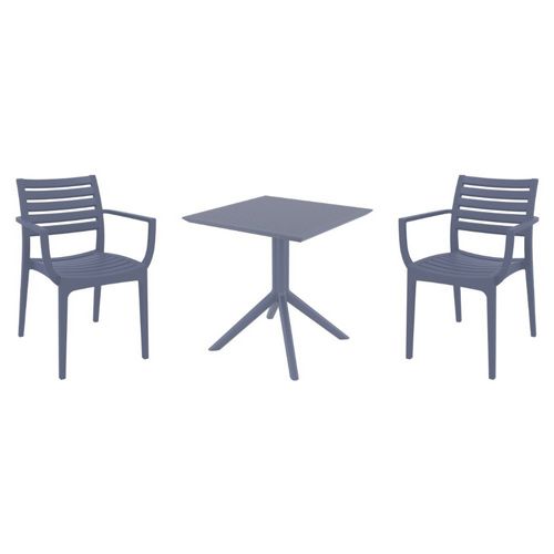 Artemis Dining Set with Sky 27" Square Table Dark Gray S011108-DGR