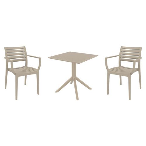 Artemis Dining Set with Sky 27" Square Table Taupe S011108-DVR