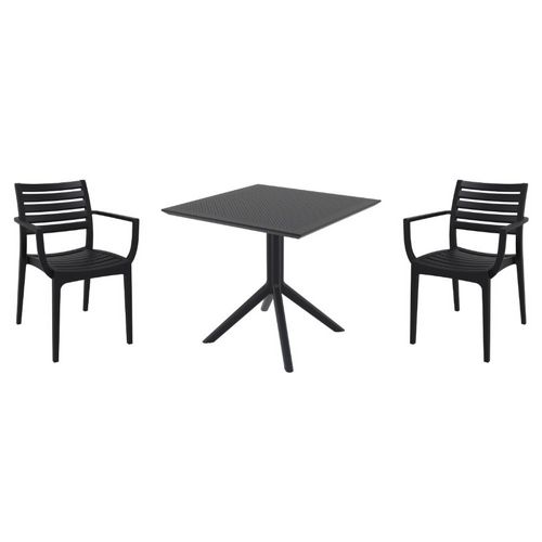 Artemis Dining Set with Sky 31" Square Table Black S011106-BLA