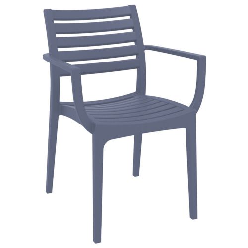 Artemis Resin Outdoor Dining Arm Chair Dark Gray ISP011-DGR