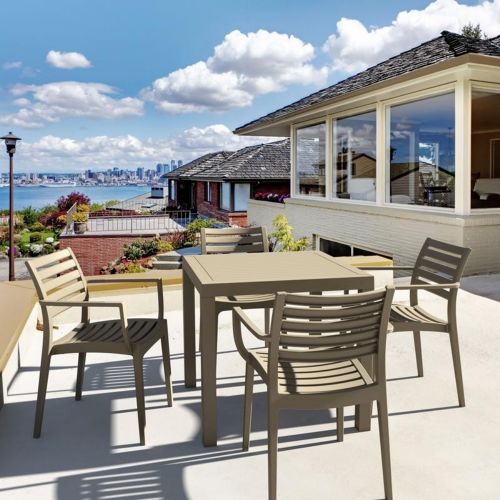 Artemis Resin Square Outdoor Dining Set 5 Piece with Arm Chairs Taupe ISP1642S-DVR