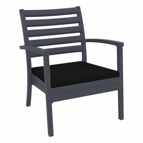 Artemis XL Outdoor Club Chair Dark Gray with Black Cushion ISP004-DGR-CBL