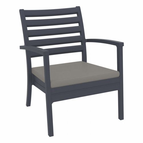 Artemis XL Outdoor Club Chair Dark Gray with Taupe Cushion ISP004-DGR-CTA