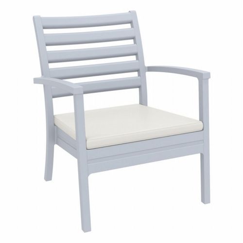 Artemis XL Outdoor Club Chair Silver Gray with Natural Cushion ISP004-SIL-CNA