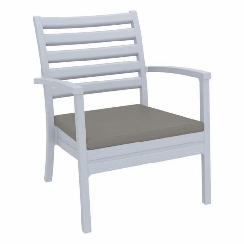 Artemis XL Outdoor Club Chair Silver Gray with Taupe Cushion ISP004-SIL-CTA