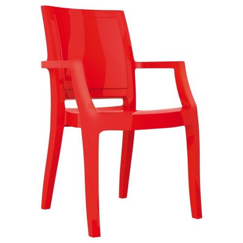Arthur Glossy Polycarbonate Arm Chair Red ISP053-GRED