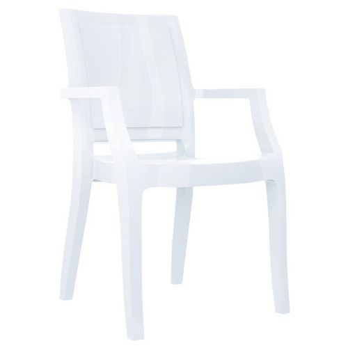 Arthur Glossy Polycarbonate Arm Chair White ISP053-GWHI