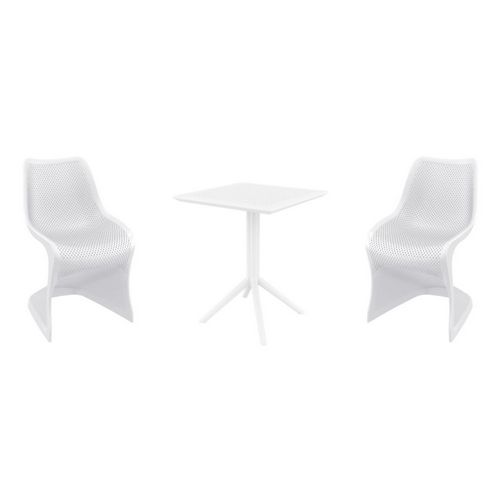 Bloom Bistro Set with Sky 24" Square Folding Table White S048114-WHI