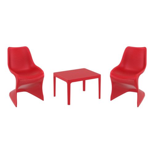 Bloom Conversation Set with Sky 24" Side Table Red S048109-RED
