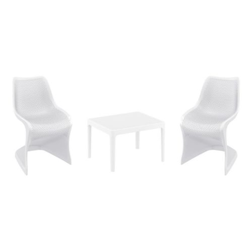 Bloom Conversation Set with Sky 24" Side Table White S048109-WHI