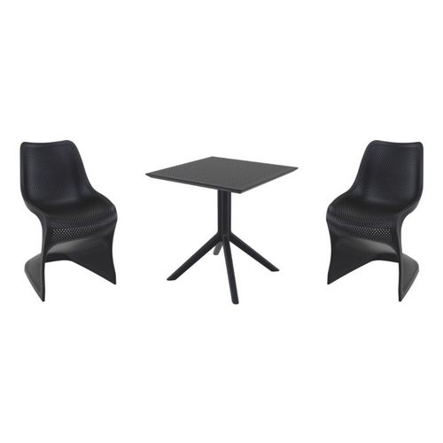 Bloom Dining Set with Sky 27" Square Table Black S048108-BLA