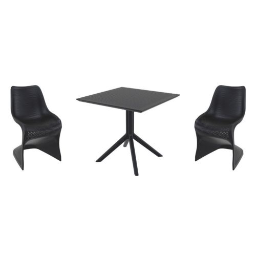 Bloom Dining Set with Sky 31" Square Table Black ISP0484S-BLA
