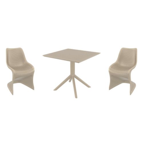 Bloom Dining Set with Sky 31" Square Table Taupe ISP0484S-DVR