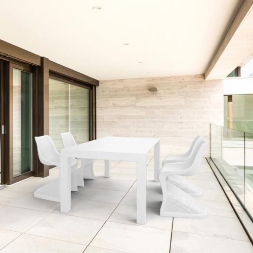 Bloom Extendable Patio Dining Set 5, White Patio Dining Table