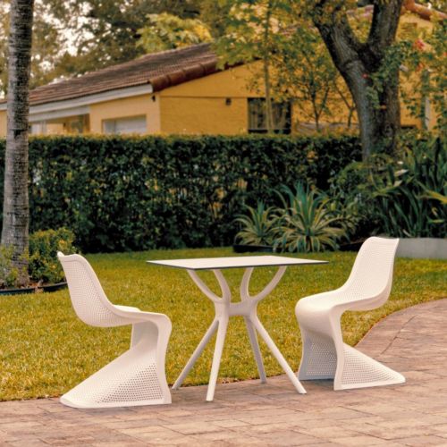 Bloom Outdoor Dining Set with 2 Chairs White ISP0483S-WHI