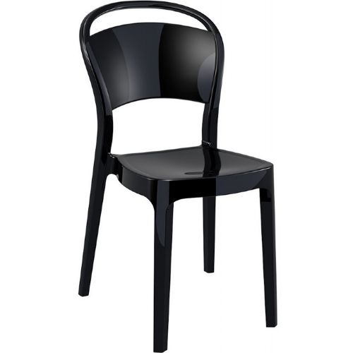 Bo Polycarbonate Dining Chair Glossy Black ISP005-GBLA