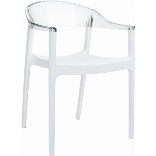 Carmen Dining Armchair White with Transparent Back ISP059-WHI-TCL