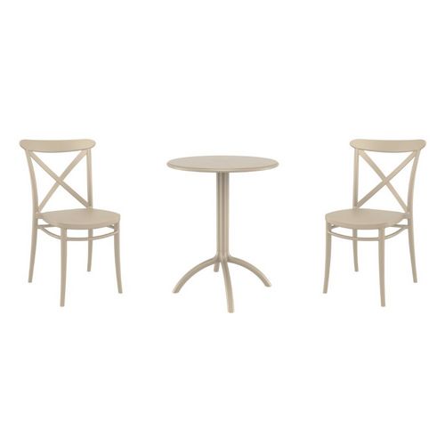 Cross Bistro Set with Octopus 24" Round Table Taupe S254160-DVR