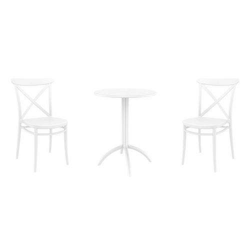 Cross Bistro Set with Octopus 24" Round Table White S254160-WHI
