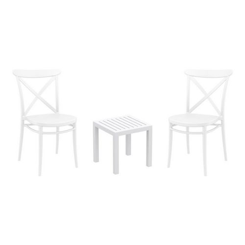 Cross Conversation Set with Ocean Side Table White S254066-WHI