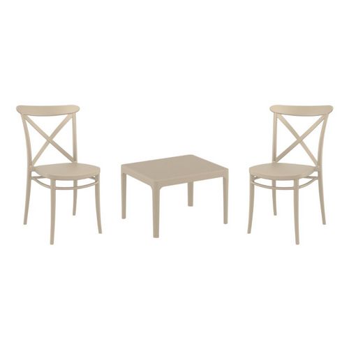 Cross Conversation Set with Sky 24" Side Table Taupe S254109-DVR